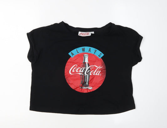 Womens UK Size M Coca-Cola Black Cotton T-Shirt