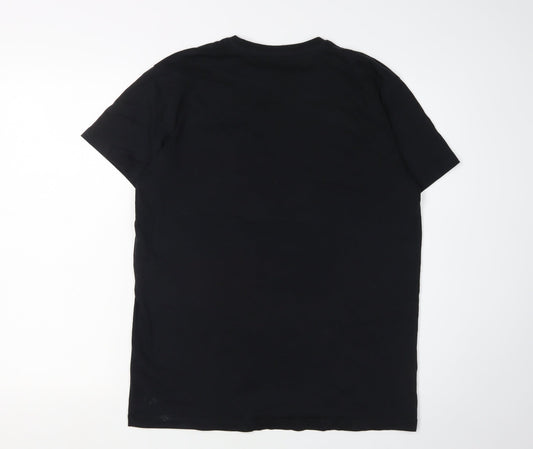 Esprit Men's Black Graphic Print T-Shirt, S, Regular Fit