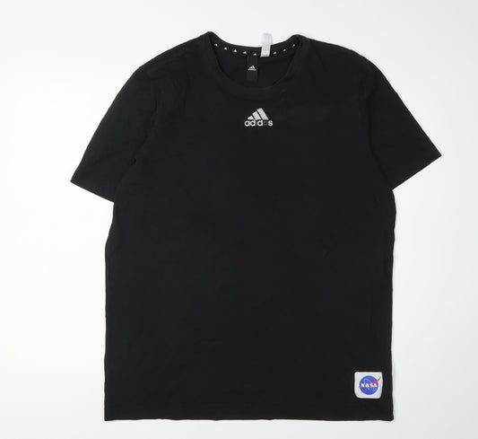 Additional front view of Adidas Men's Black NASA Logo T-Shirt L Crew Neck