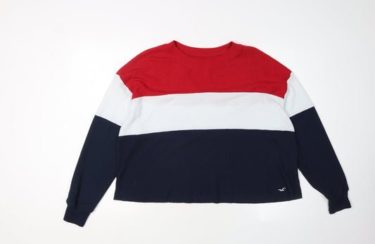 Hollister Women's Red White Blue Striped Pullover M