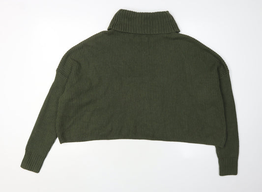 Hollister Women's Green Roll Neck Pullover Jumper S