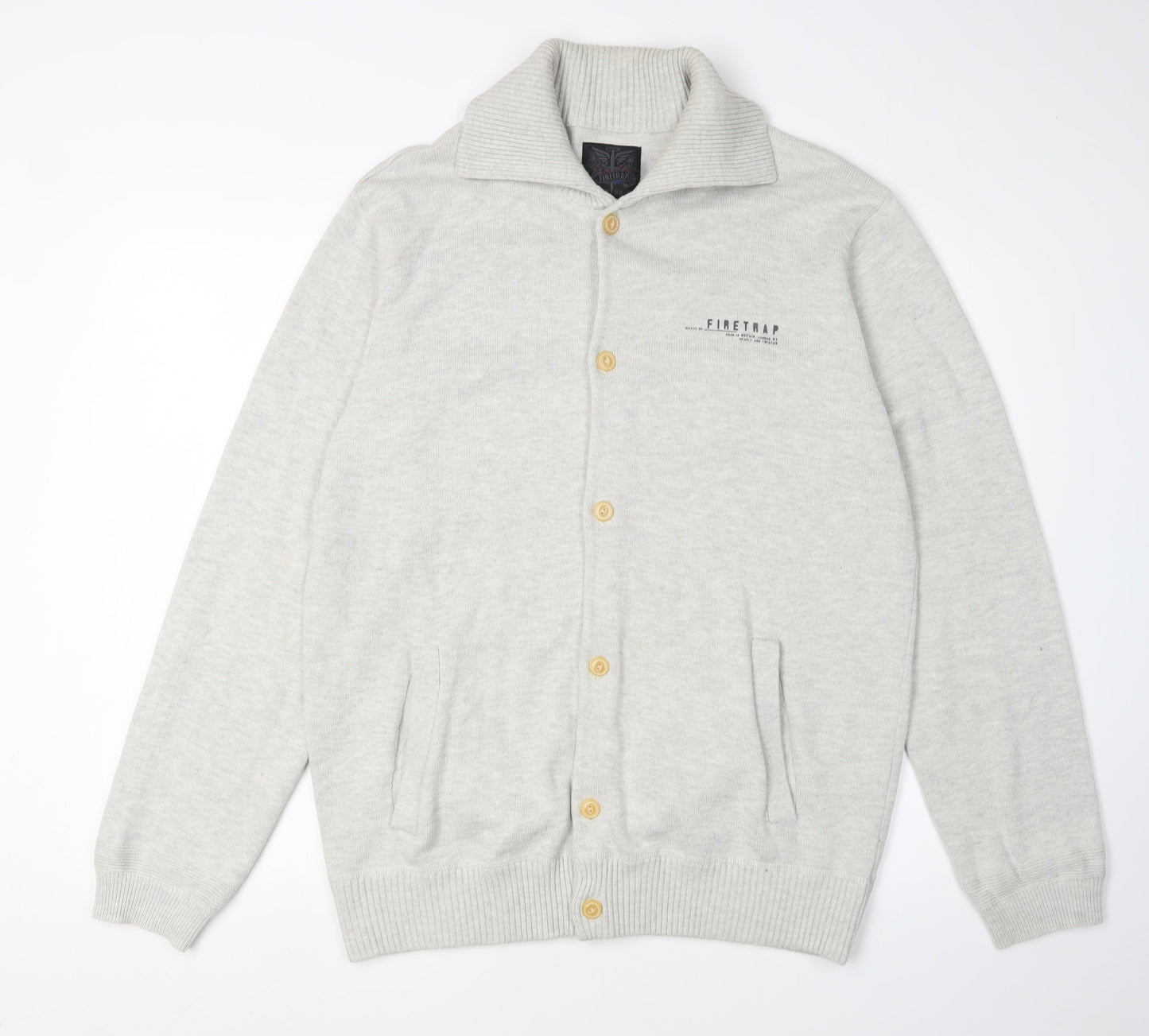 Firetrap Men's Grey Cotton Cardigan Size L