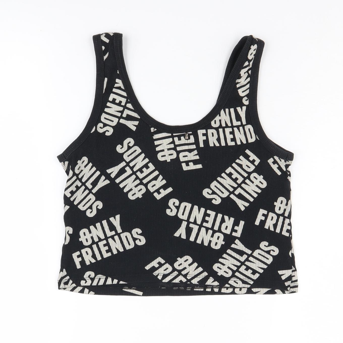Pull & Bear Black Cropped Tank Women's Size 12