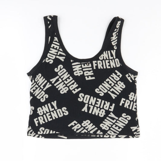 Womens UK Size 12 Pull & Bear Black Cotton Tank