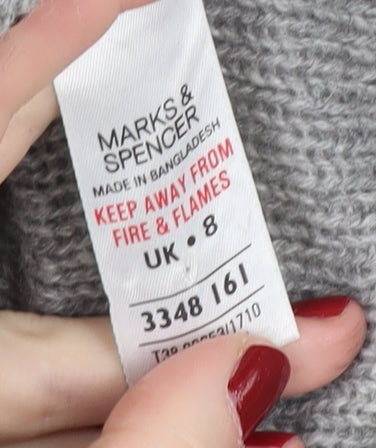 Marks and Spencer Women's Grey Cowl Neck Pullover Size 8