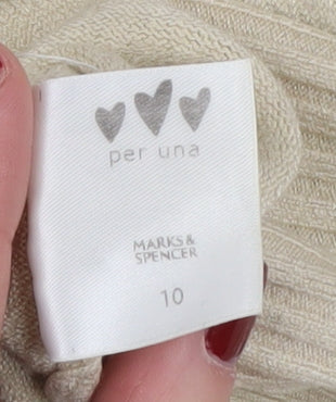 Brand and care label for Marks & Spencer Beige V-Neck jumper, size 10