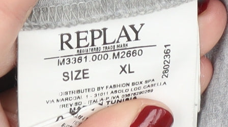 Replay Unisex Grey Basic T-Shirt - XL Casual Wear