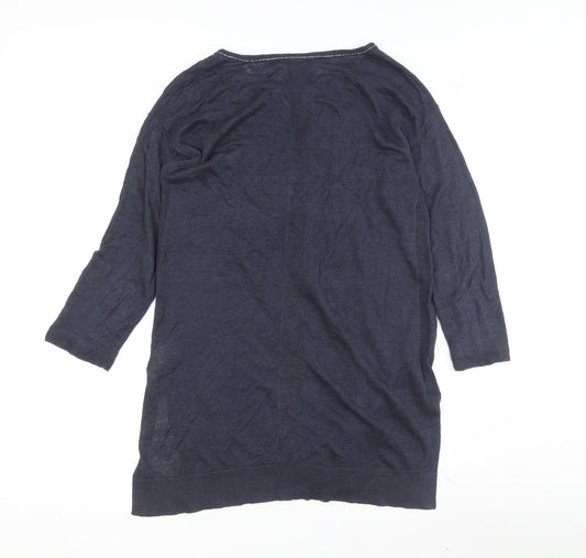 White Stuff Women's Blue Wool Tunic Jumper, Size 8, V-Neck