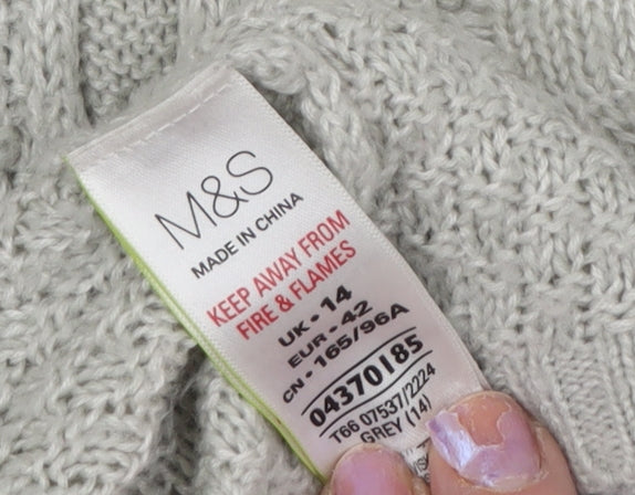 Marks and Spencer Women's Grey Cardigan UK 14 Cable-Knit