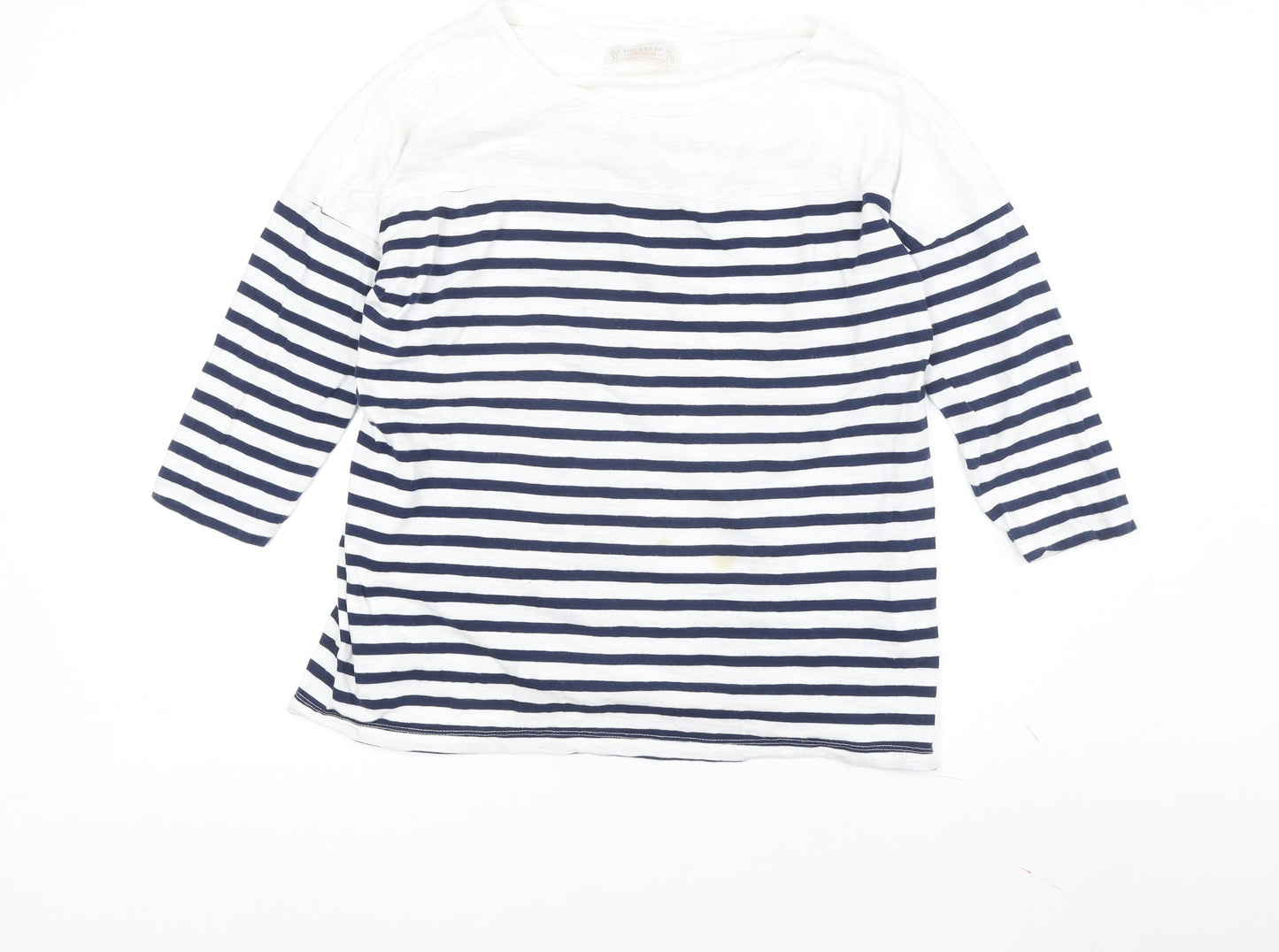 Pull & Bear Women's White Striped T-Shirt M Casual