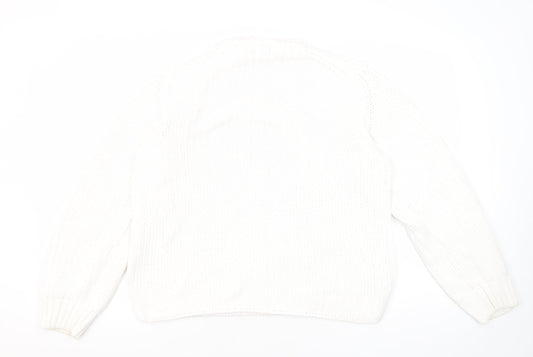 GANT Women’s White Chunky-Knit Cotton Pullover - Large