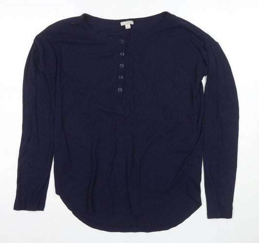 Gap Women’s Blue Henley Long Sleeve Shirt M