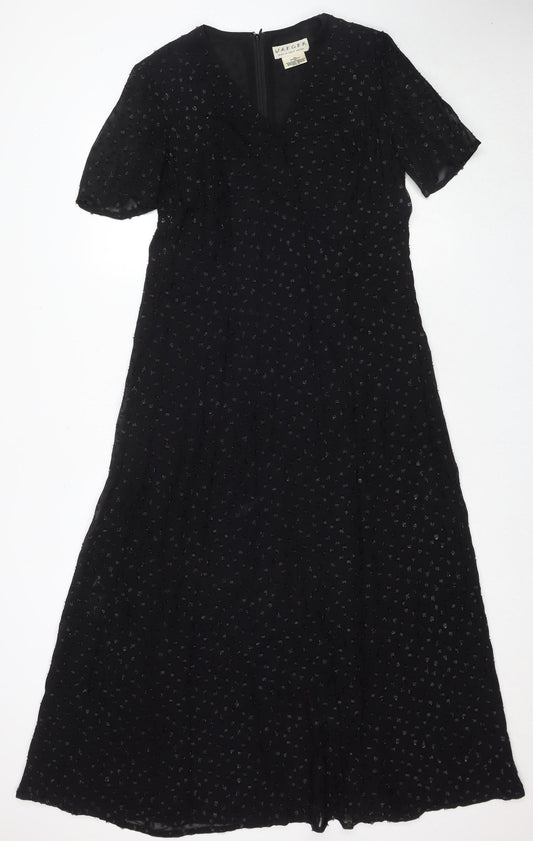 Jaeger Women's Black Dress Size 12 Short Sleeve