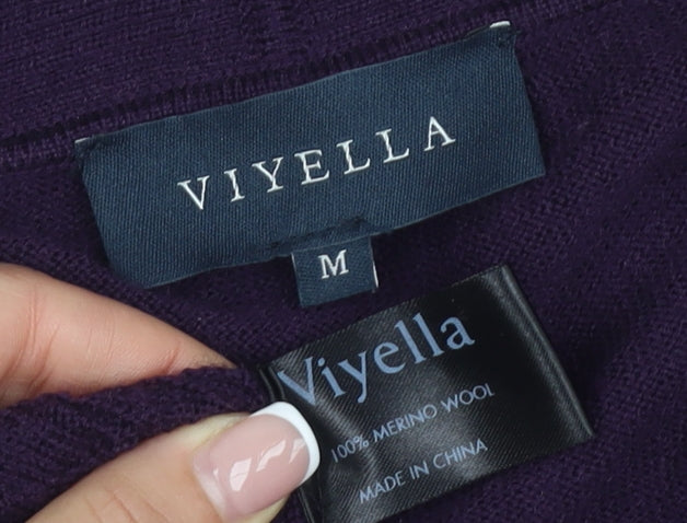 Viyella Women's Purple Cardigan Medium Merino Wool