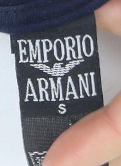 Emporio Armani Men's Blue Long Sleeve Logo T-Shirt, S
