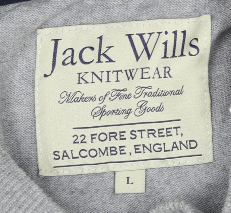 Jack Wills Men's Grey V-Neck Pullover L