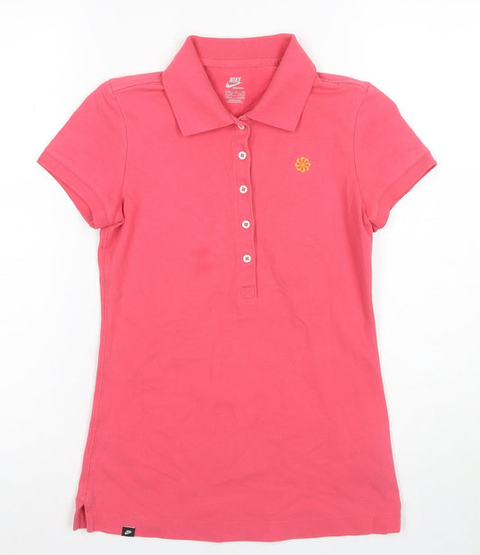 Nike Women's Pink Polo Shirt Size 8, Slim Fit Casual Top