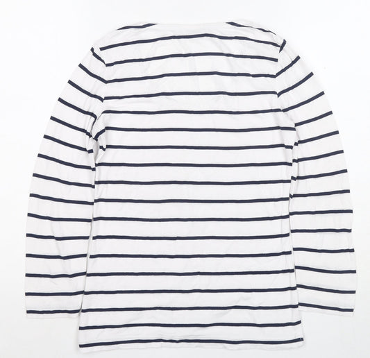Hobbs Women's XS White Striped Long Sleeve T-Shirt