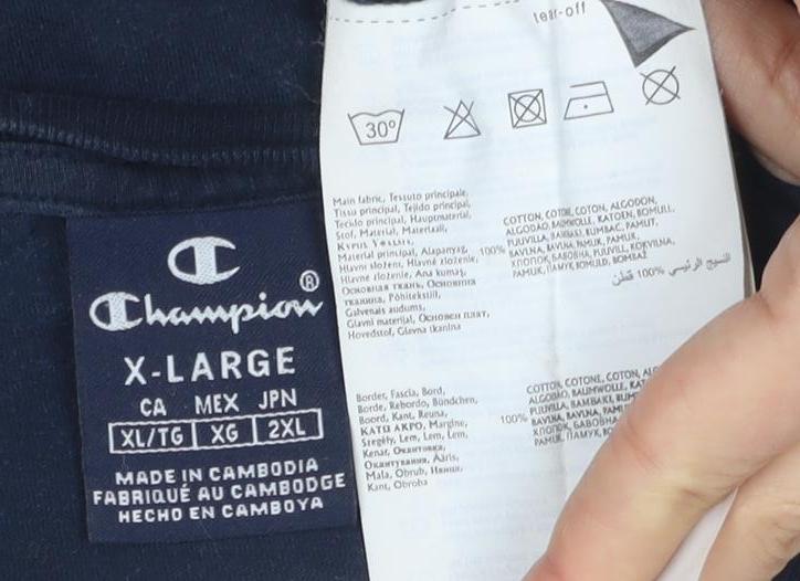 Champion Men's Blue XL T-Shirt Crew Neck Logo