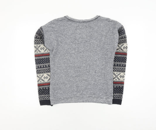 Superdry Women's Grey Fair Isle Pullover Jumper, Size S