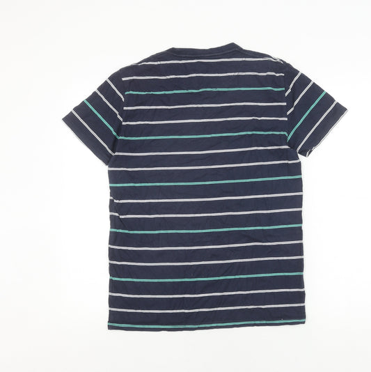 Hollister Men's Blue Striped Crew Neck T-Shirt Size S