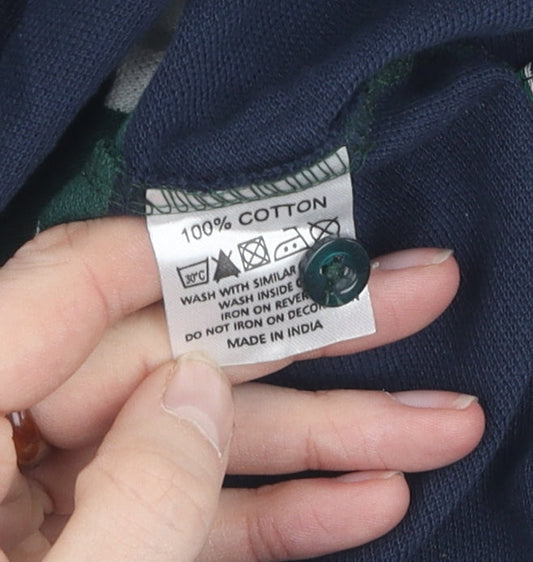 Leicester Tigers Men's Green Striped Polo Shirt M