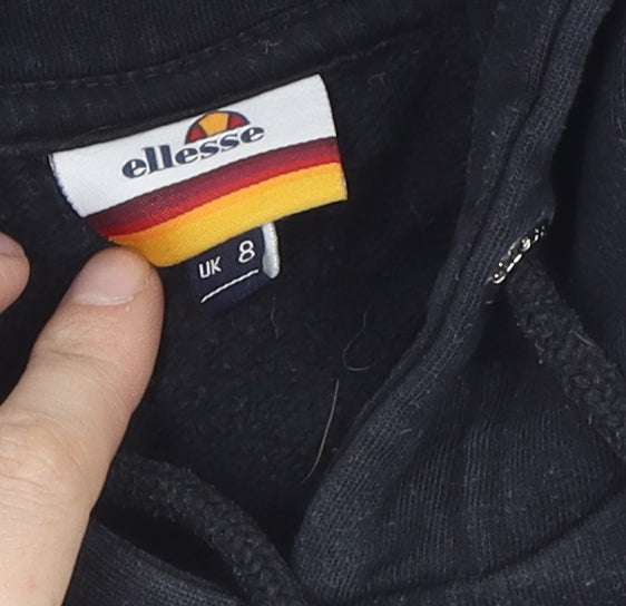 Ellesse Women's Black Hoodie UK 8 Cotton Logo