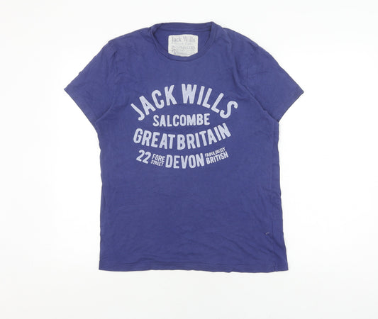 Jack Wills Men's Blue Cotton T-Shirt Size S