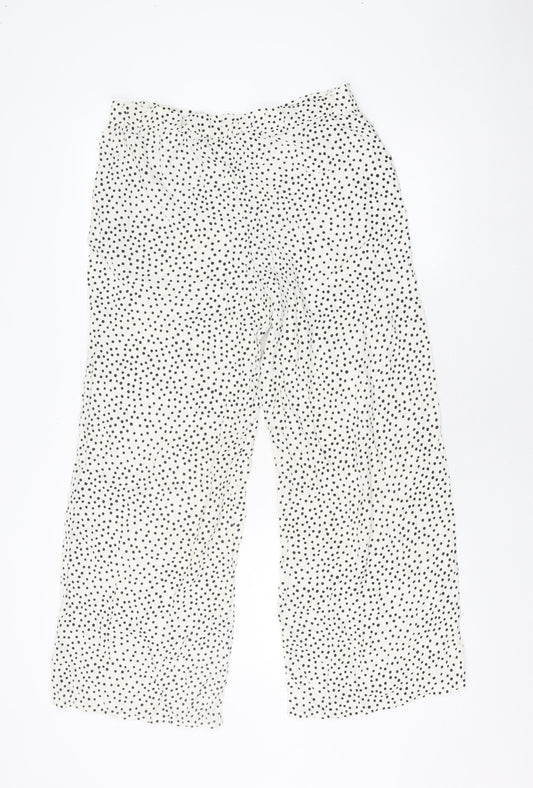 Part Two Women's Ivory Polka Dot Wide-Leg Trousers Size 6