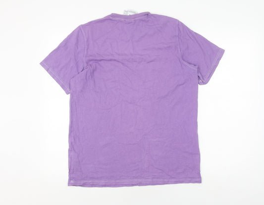 Adidas Men's Purple Graphic Print T-Shirt, Medium