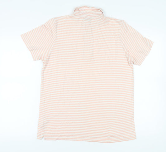 Reiss Women's Pink Striped Polo Shirt Size L