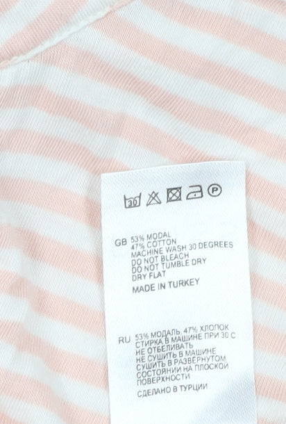 Reiss Women's Pink Striped Polo Shirt Size L