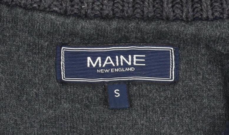 Brand and care label for Maine New England Men's Blue High Neck 1/2 Zip Pullover S