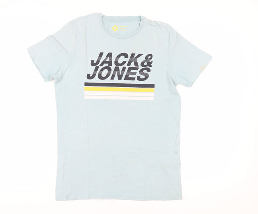 Jack & Jones Men's Blue Graphic T-Shirt Size L