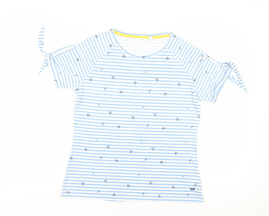 Trespass Women's Blue Striped T-Shirt UK 14 Nautical Casual