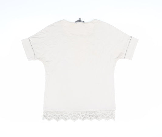Womens UK Size 8 Laura Ashley Ivory Cotton Blend Blouse