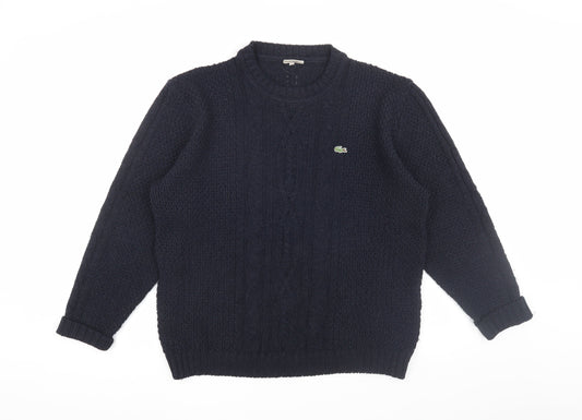 Lacoste Men's Blue Cable-Knit Pullover Jumper Size 10