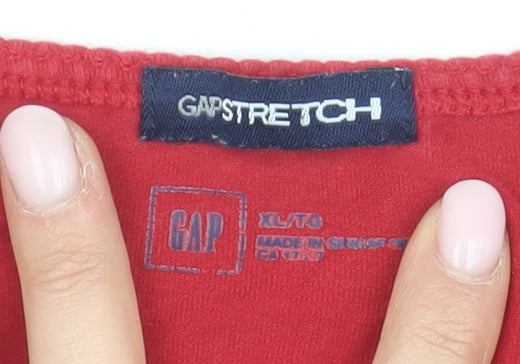 GAP Unisex Red Long Sleeve Slim Fit T-Shirt