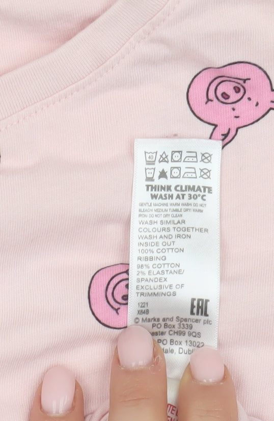 Brand and care label for Marks & Spencer girls’ pink percy pig t-shirt 9-10 years
