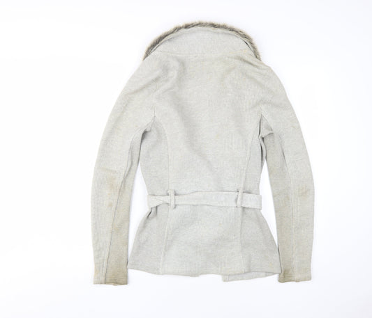 Armani Exchange Women's Ivory Fur Trim Cardigan M