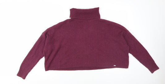 Hollister Women's Purple XS Roll Neck Pullover Jumper