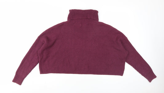 Hollister Women's Purple XS Roll Neck Pullover Jumper