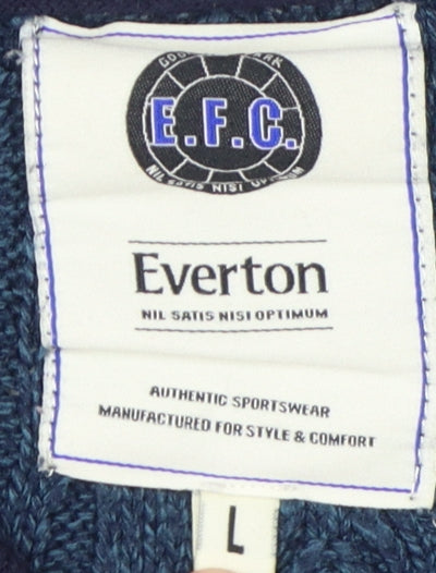 Everton Men's Blue Cable-Knit Pullover Jumper L