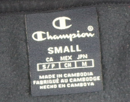 Champion Men's Blue Pullover Hoodie with Logo - Size S