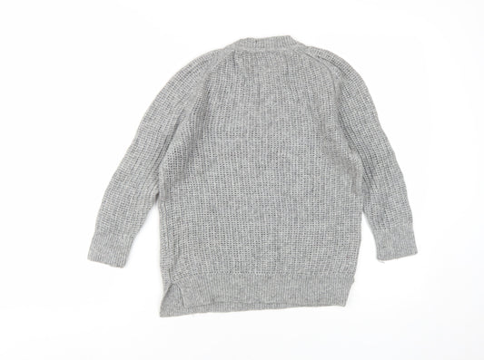 Womens UK M Regular Jaeger Grey Pullover Open-Knit