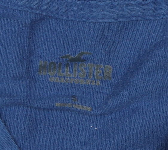 Hollister Men's Blue V-Neck T-Shirt - Size S, Cotton Blend