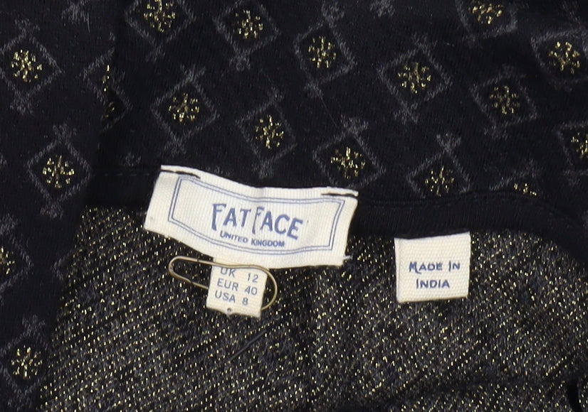 Fat Face Women's Black Geometric Pencil Skirt, Size 12