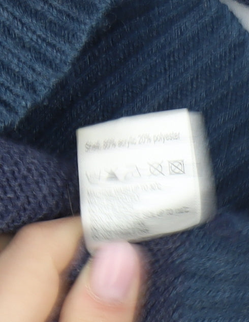Brand and care label for Lee Cooper Men's Blue Geometric Knit Pullover - XL