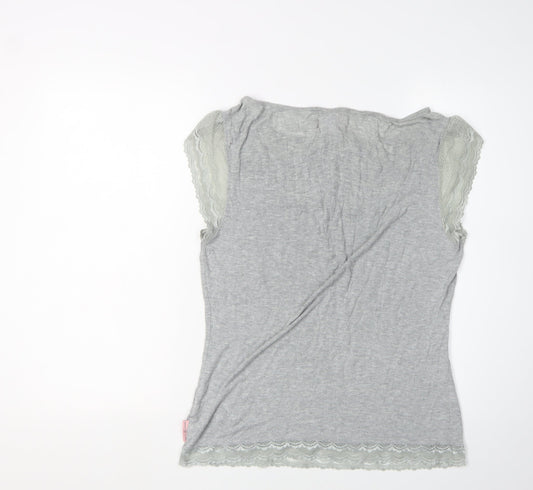 Womens UK Size 10 Ted Baker Grey Cotton Blend T-Shirt