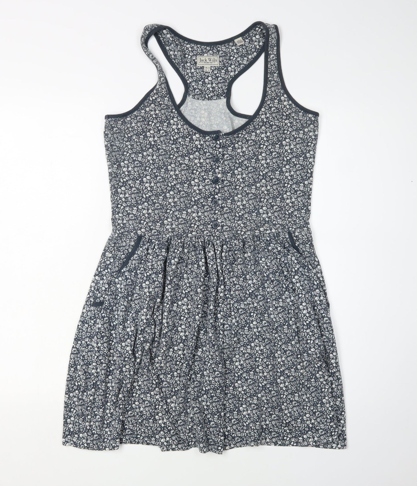 Jack Wills Women’s Blue Floral Skater Dress Size 10